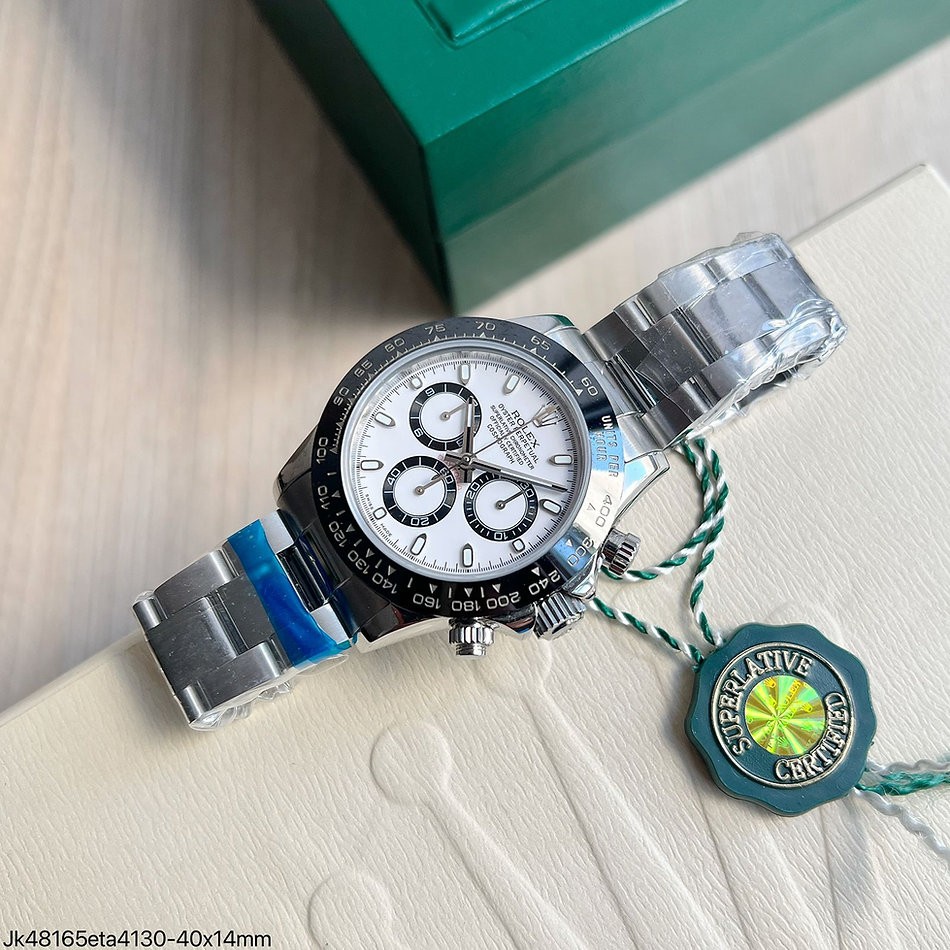 SUPER CLONE M QUINA ETA ROLEX DAYTONA PRATA BRANCO PANDA 40MM