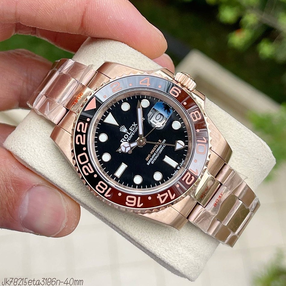 SUPER CLONE M QUINA ETA ROLEX SUBMARINER PRETO DOURADO 40MM