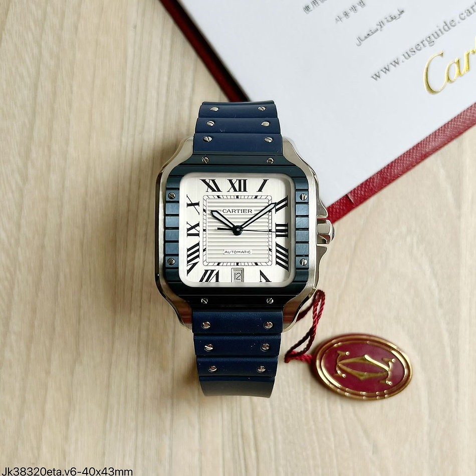 SUPER CLONE M QUINA ETA CARTIER SANTOS PRATA BRANCO 35MM