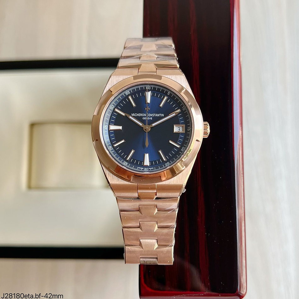 SUPER CLONE M QUINA ETA VACHERON CONSTANTIN OVERSEAS ROSE AZUL 42MM