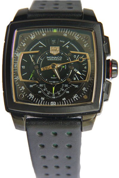 Réplica de Relógio Tag Heuer Monaco Mikrograph Preto com Verde