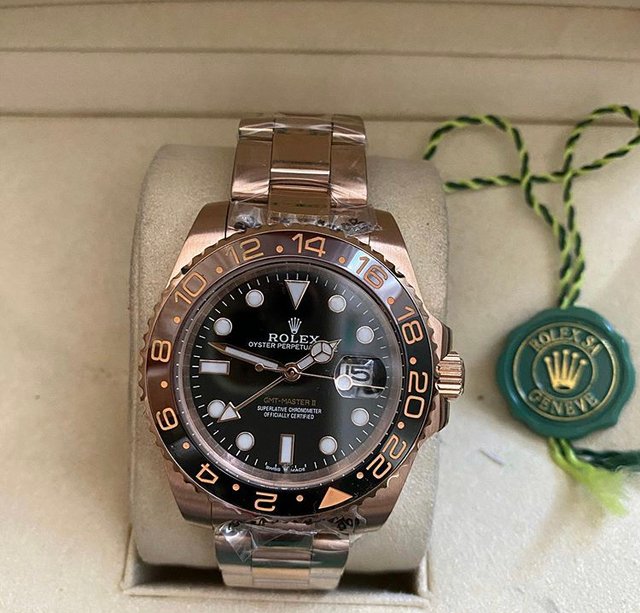 Réplica de Relógio Rolex GTM Dourado e Rosê - Imagem 6
