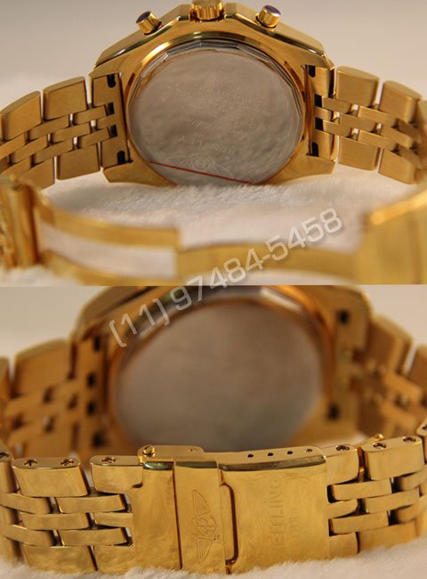 Alternative view of Réplica de Relógio Breitling Bentley 1884 Dourado Preto Automático