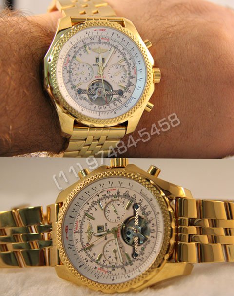 Alternative view of Réplica Relógio Breitling Bentley 1884 Dourado Branco
