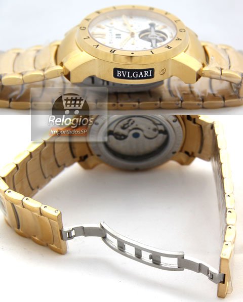 Alternative view of Réplica de Relógio Bulgari Homem de Ferro Dourado Branco