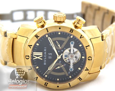 Alternative view of Réplica de Relógio Bulgari Homem de Ferro Preto Dourado