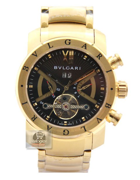 Réplica de Relógio Bulgari Homem de Ferro Preto Dourado