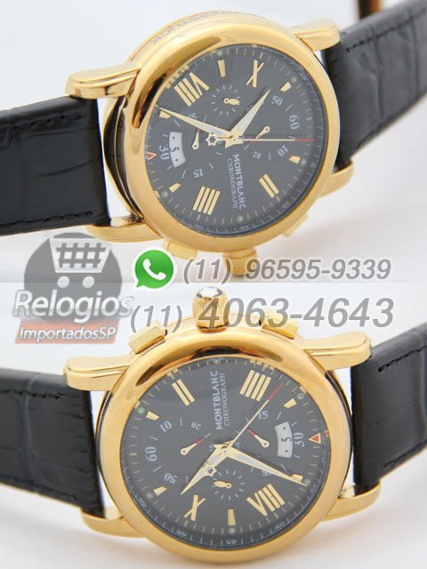 Réplica de Relógio Montblanc Chronograph New Dourado Black - Imagem 4