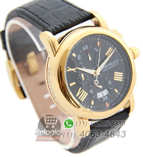 Réplica de Relógio Montblanc Chronograph New Dourado Black - Imagem 3