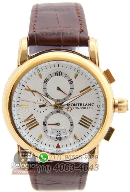 Réplica de Relógio Montblanc Chronograph New Dourado White - Imagem 5