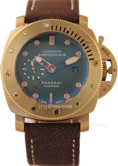 Réplica Relógio Panerai Submersible Cerâmica Gold Green
