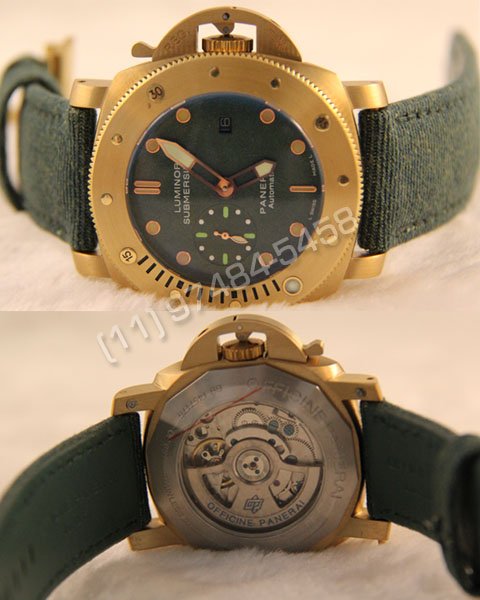 Alternative view of Réplica Relógio Panerai Submersible Gold Green
