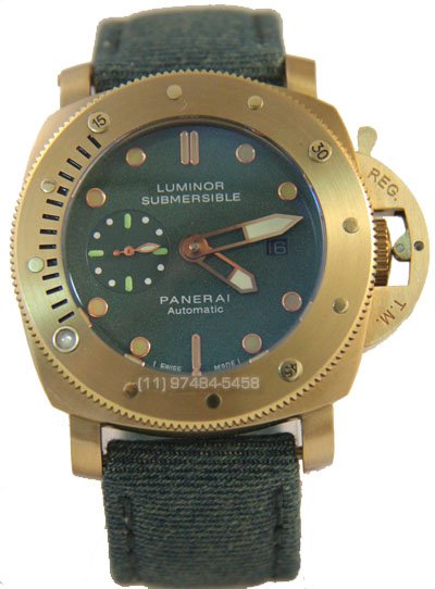Réplica Relógio Panerai Submersible Gold Green