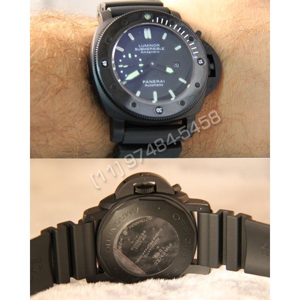 Réplica Relógio Panerai Submersible Preto Cerâmica - Imagem 3