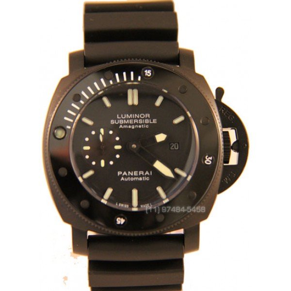 Réplica Relógio Panerai Submersible Preto Cerâmica