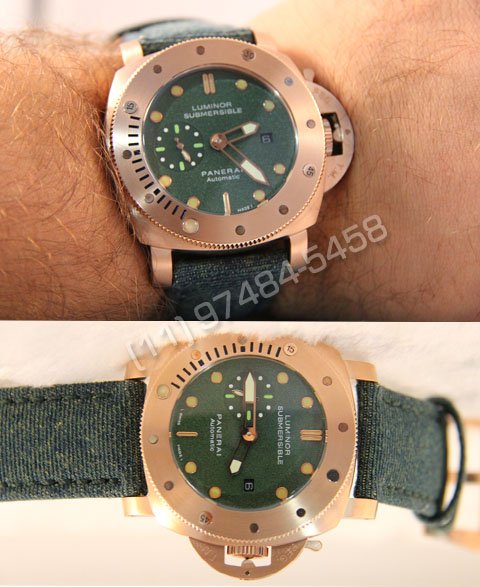 Alternative view of Réplica Relógio Panerai Submersible Rosê Verde
