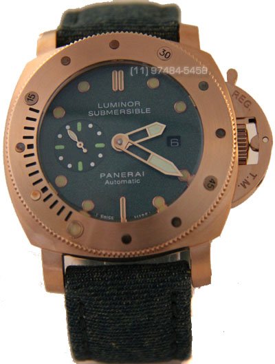 Réplica Relógio Panerai Submersible Rosê Verde