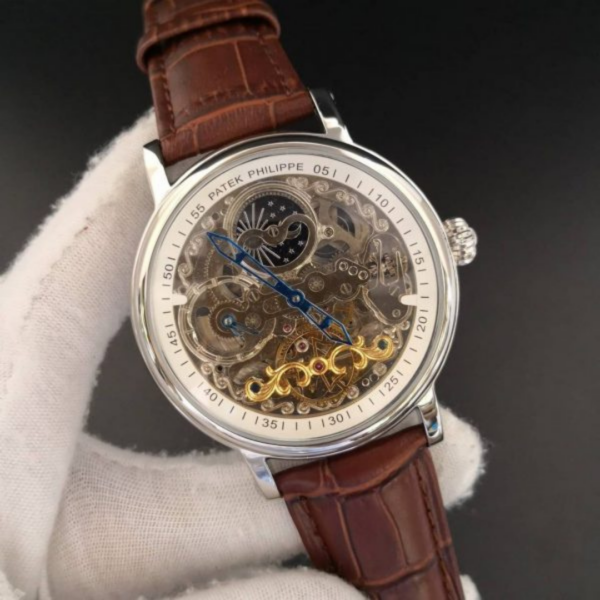 Réplica de Relógio Patek Philippe Esqueleto Couro