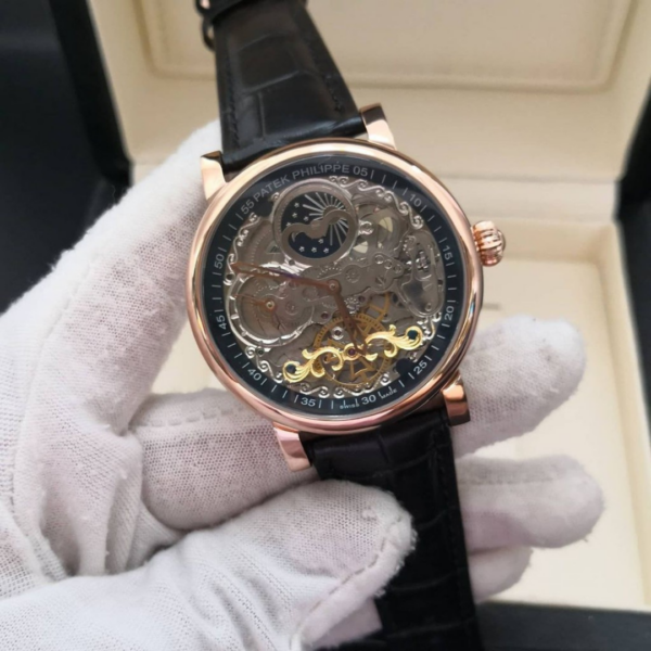 Réplica de Relógio Patek Philippe Esqueleto Couro