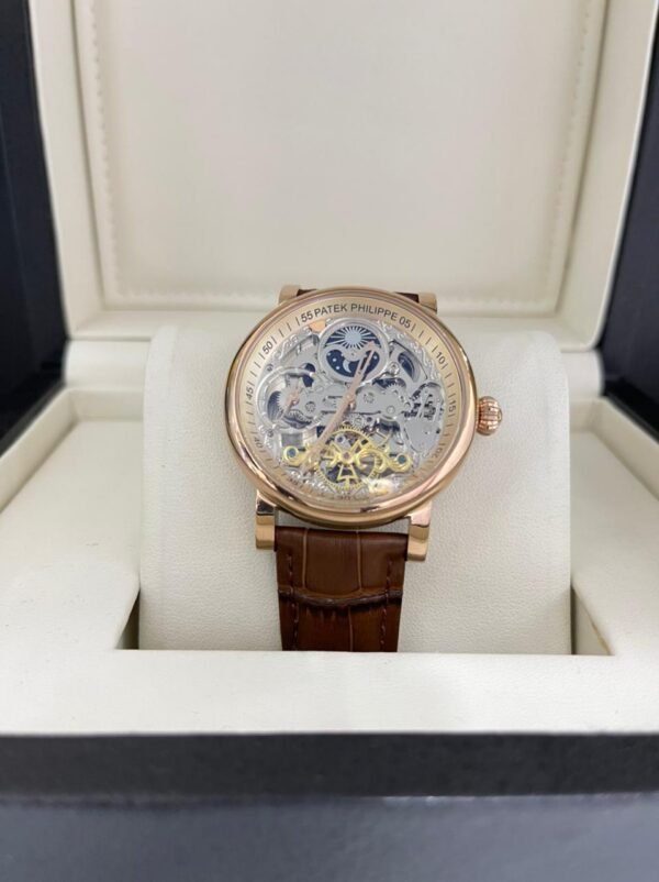 Réplica de Relógio Patek Philippe Esqueleto Couro