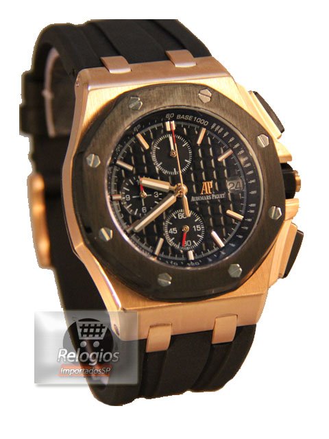 Réplica de Relógio Audemars Piguet Royal Oak Rosê Preto - Imagem 3