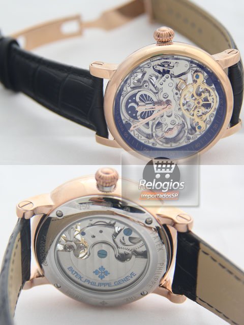 Réplica de Relógio Patek Philippe Esquelete Rose Black - Imagem 3