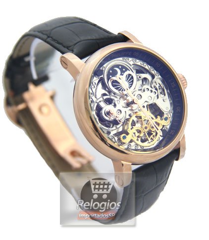 Alternative view of Réplica de Relógio Patek Philippe Esquelete Rose Black