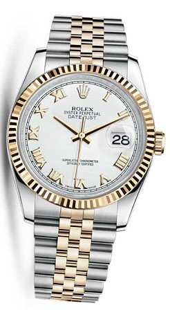 Alternative view of Réplica de Relógio Rolex Date Just Gold White