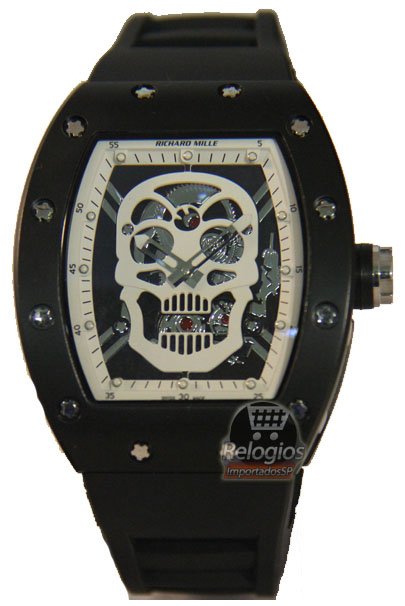 Réplica de Relógio Richard Mille Cavera Black White