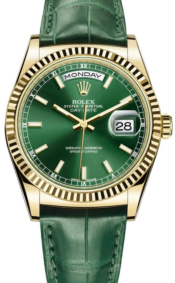 Alternative view of Réplica de Relógio Rolex Day Date Gold Green Edition