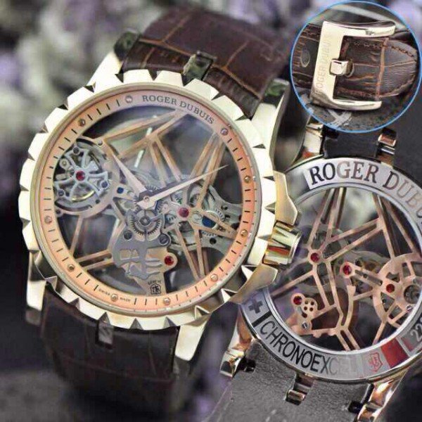 Réplica de Relógio Roger Dubuis Esquelete Rose New