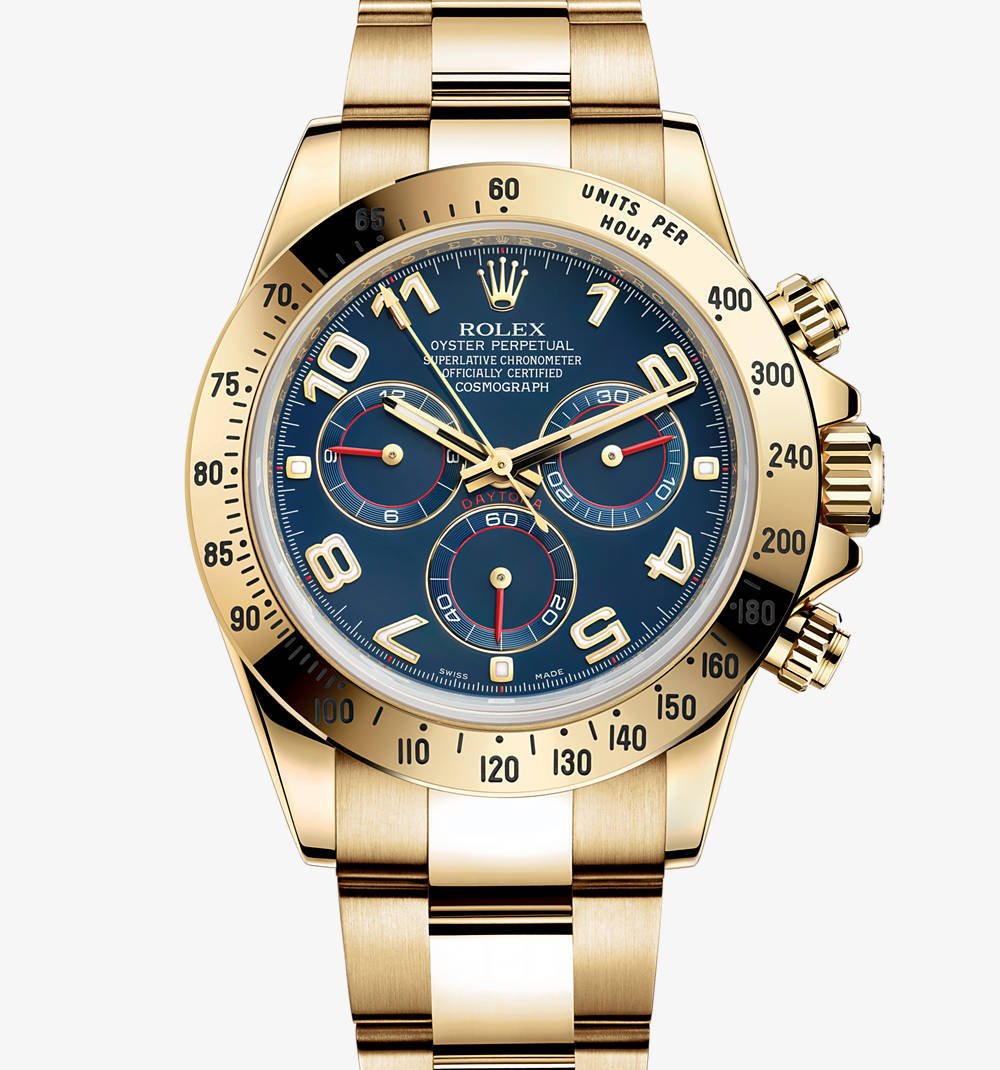 Réplica de Relógio Rolex Cosmograph Daytona Gold Blue
