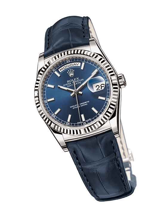 Réplica de Relógio Rolex Day Date White Gold Blue