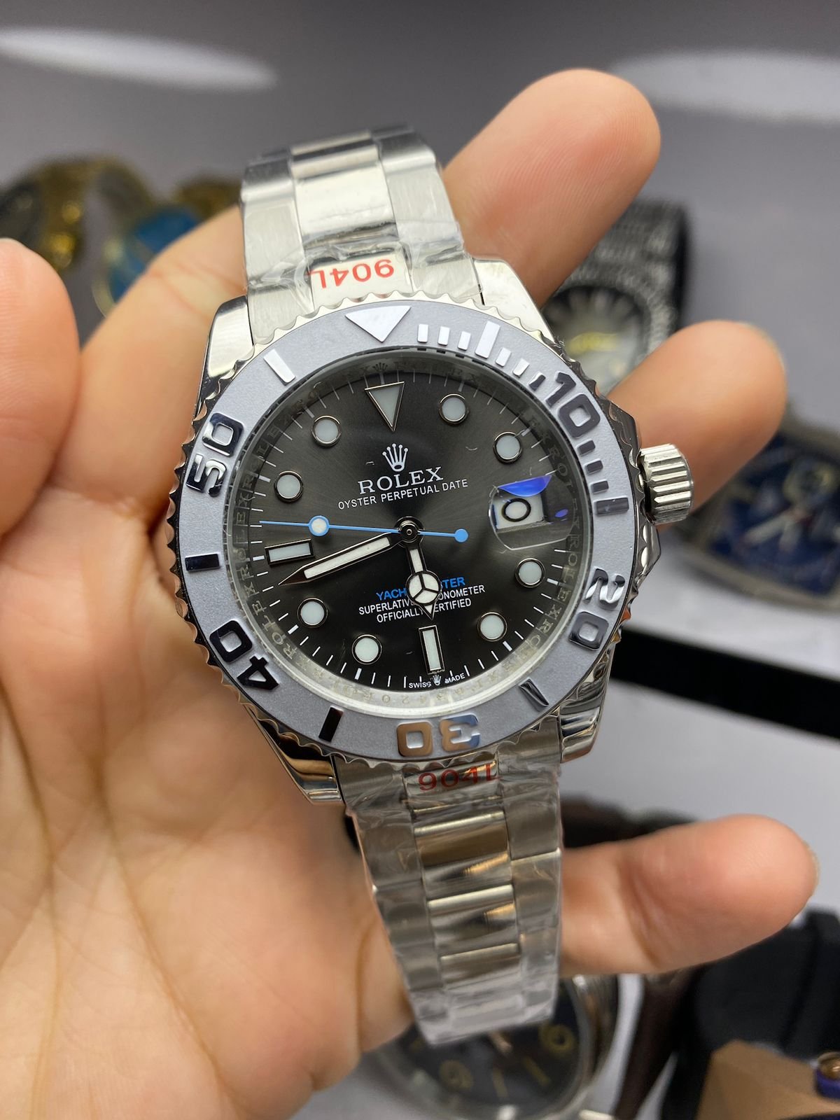 Relógio Réplica Rolex Yacht Master Prata - Imagem 3