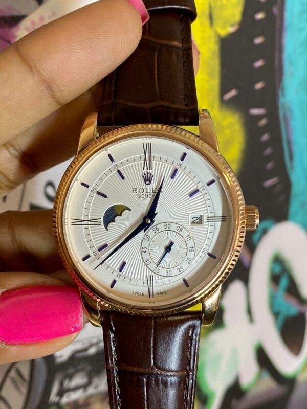 Réplica de Relógio Rolex Couro Sol e Lua