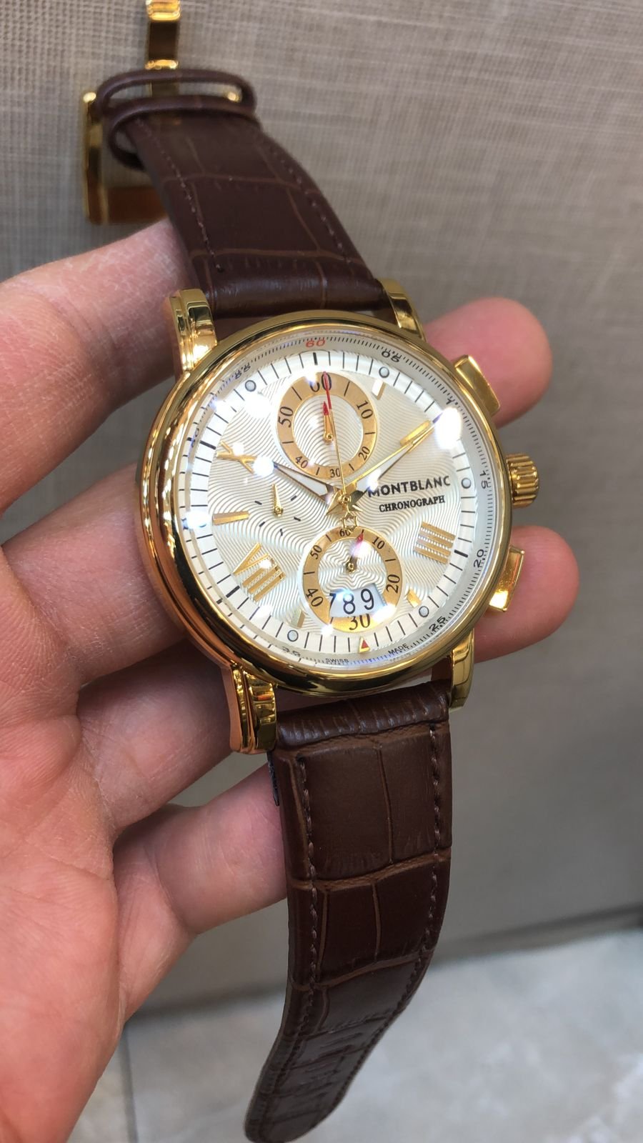 Réplica de Relógio Montblanc Chronograph New Dourado White - Imagem 4